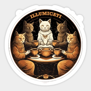 Illumicati Secret Society of Cats Tea Party Sticker